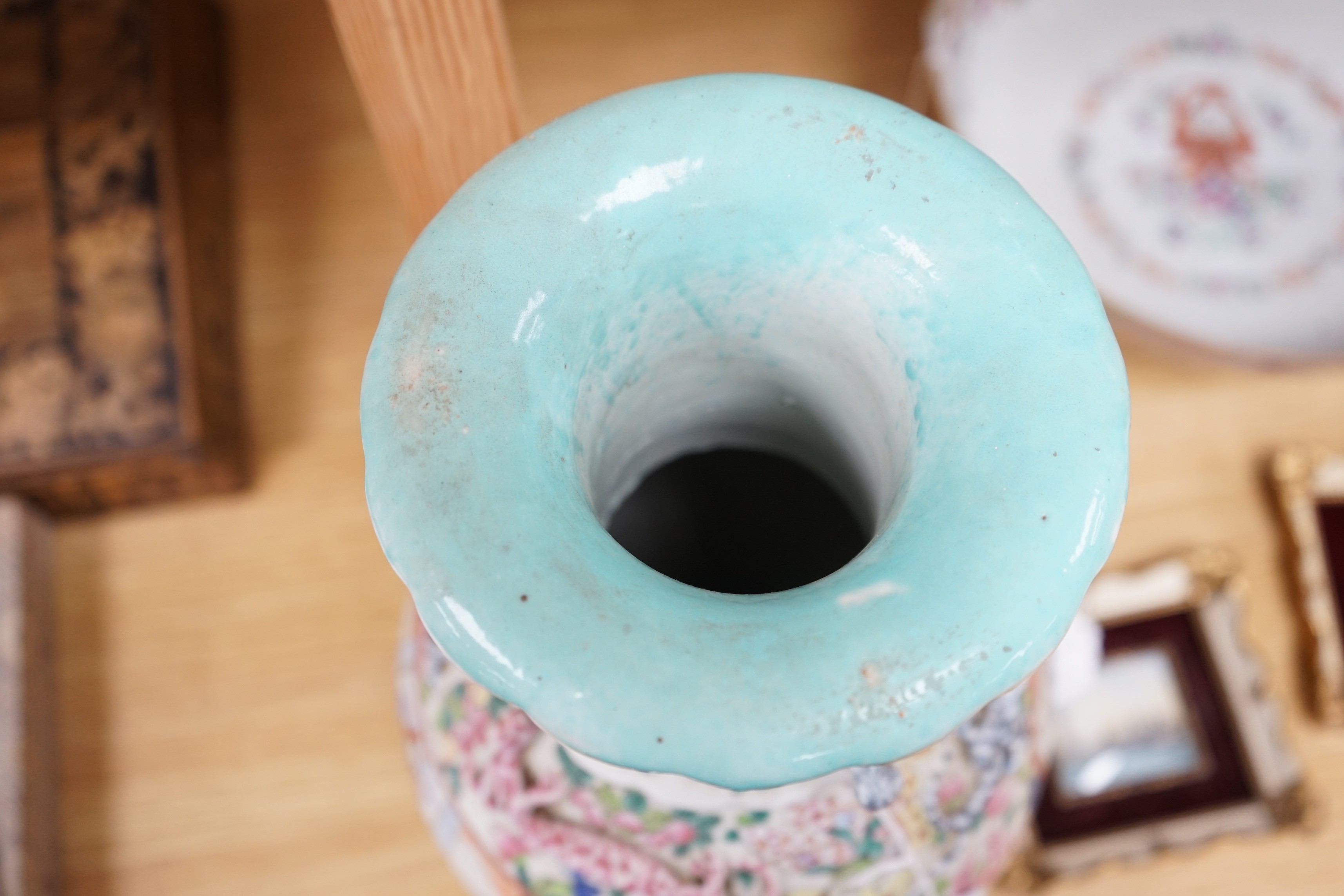 A 19th century Chinese famille rose vase, 42cm